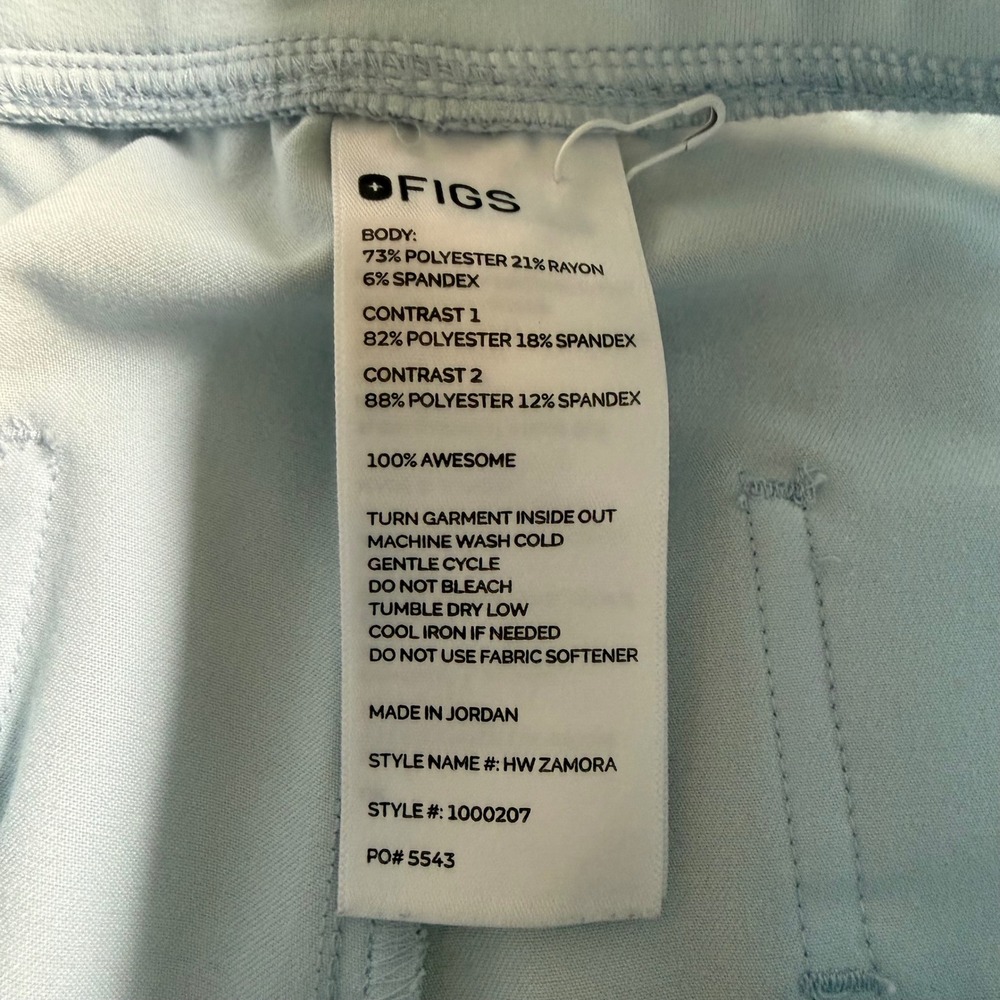 Figs Scrubs Zamora Pants Open Skies Blue Women's Size Small PO# 5543 - Picture 6 of 9